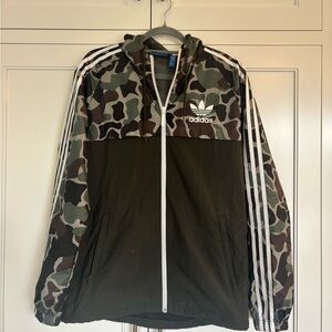 Adidas Men's Green Camouflage Windbreaker